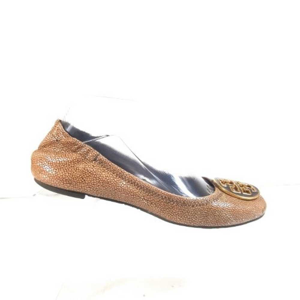 Tory Burch Reva Tumbled Brown Flats 7 M - image 2