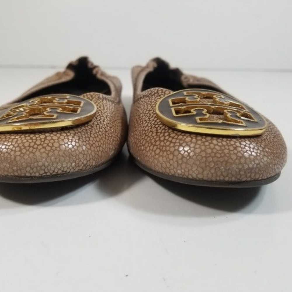 Tory Burch Reva Tumbled Brown Flats 7 M - image 7