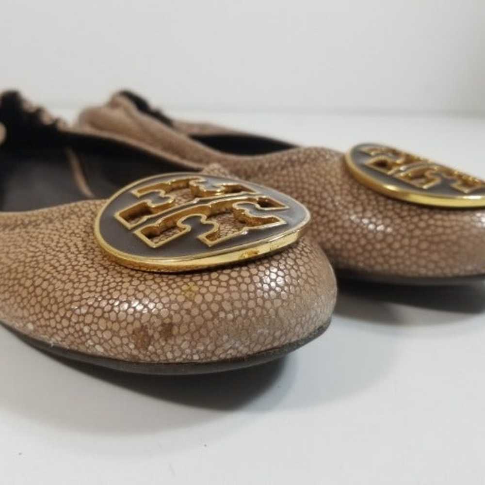 Tory Burch Reva Tumbled Brown Flats 7 M - image 8