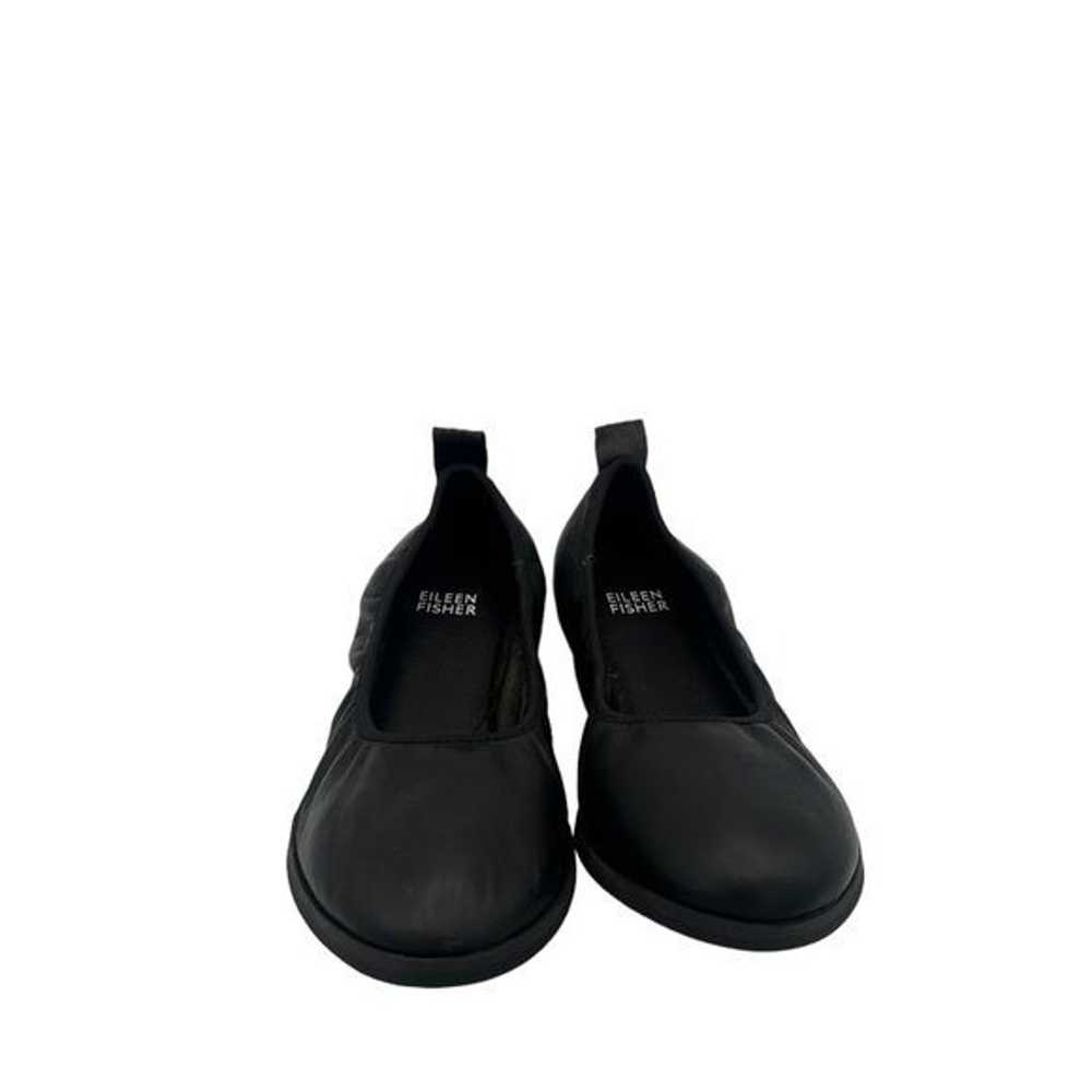 Eileen Fisher Black Naomi Nappa Leather Ballet Fl… - image 2