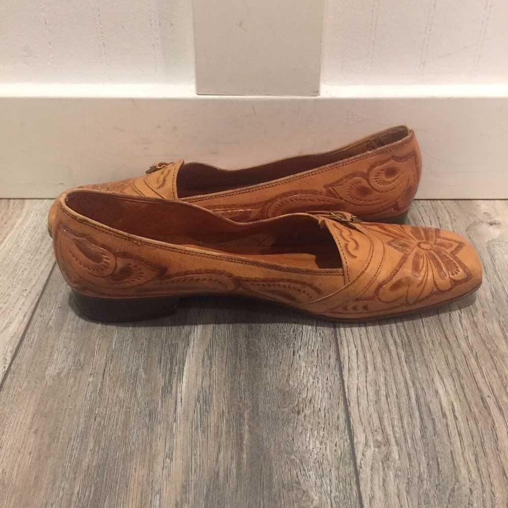 1950's Hand Made Hand Tooled Tan Leather - image 10