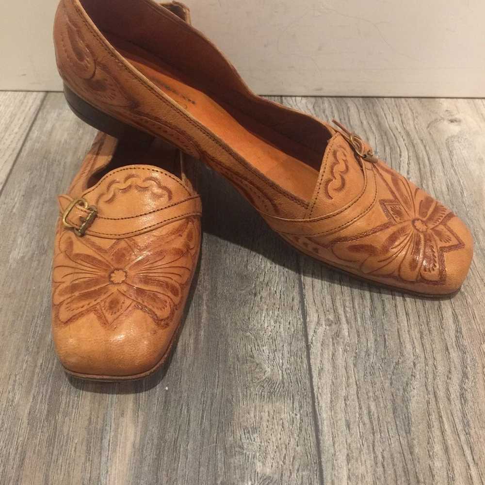 1950's Hand Made Hand Tooled Tan Leather - image 8