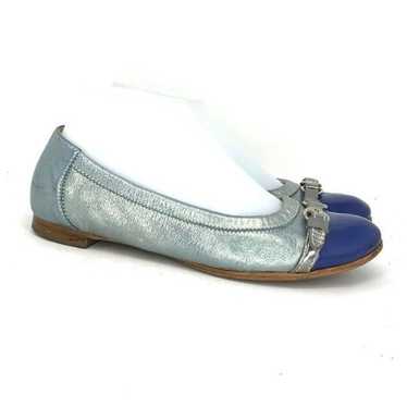AGL Womens Silver Blue Ballet Flats