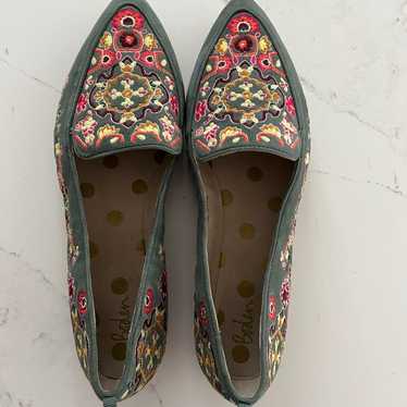 Boden Embroidered Suede Loafers Cobble Gray Tapest