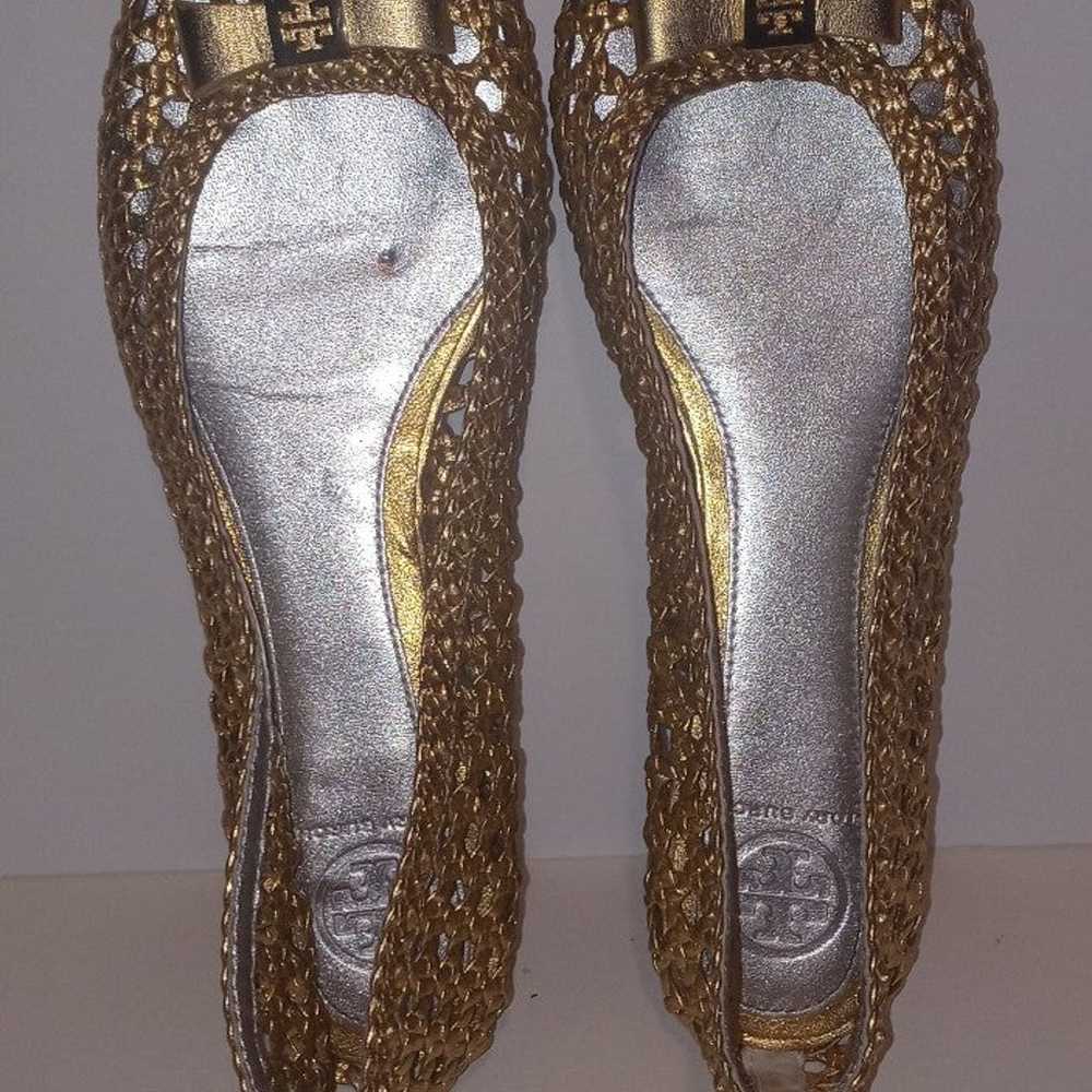 Tory Burch silver & gold mesh leather flats - image 4