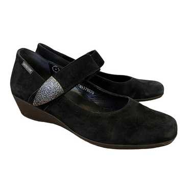 Mephisto Kimona Black Suede Leather Wedge Mary Jan