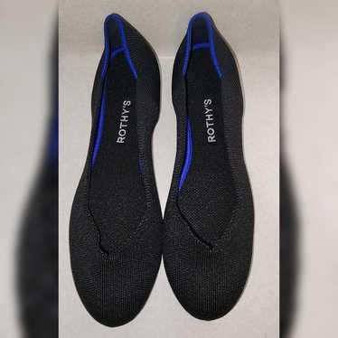 Rothys THE FLAT Round Toe Black Knit Ballet Flats 