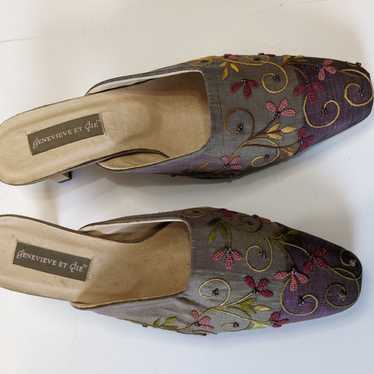 Genevieve et gie floral pointed toe slip on block - image 1