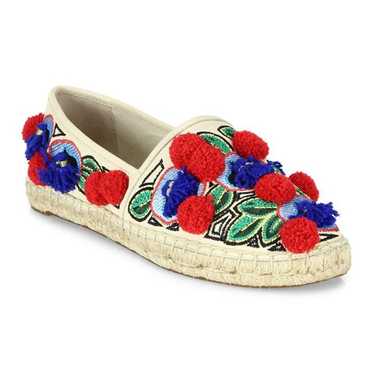 Tory Burch Ellis Pom Pom Embroidered Espadrilles