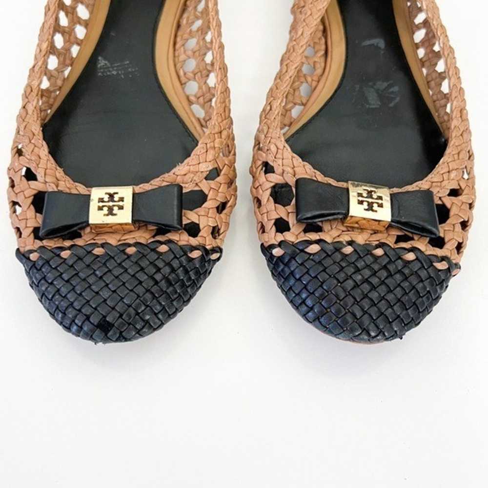 Tory Burch Carlyle Woven Leather Ballet Flats Bro… - image 3