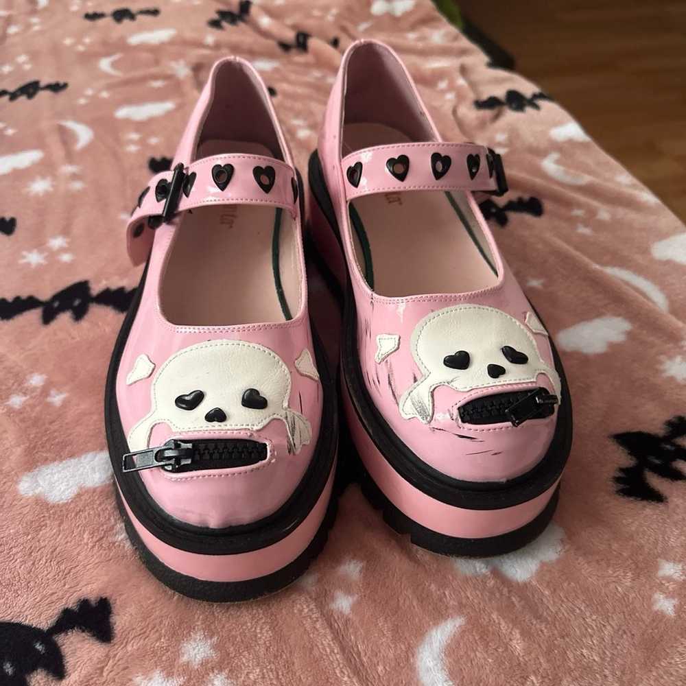 demonia skull shoes pink mary jane - image 2