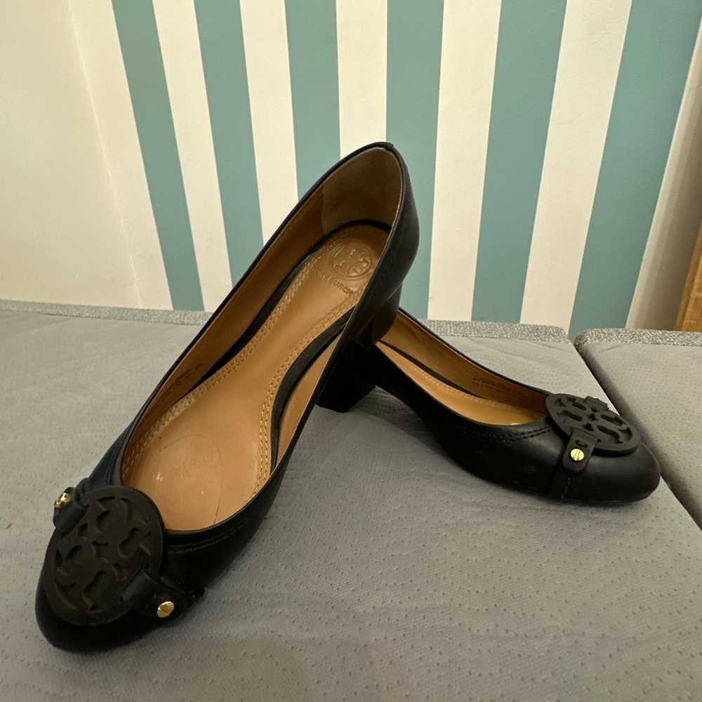 Tory Burch low heel black leather pumps size 6 - image 1