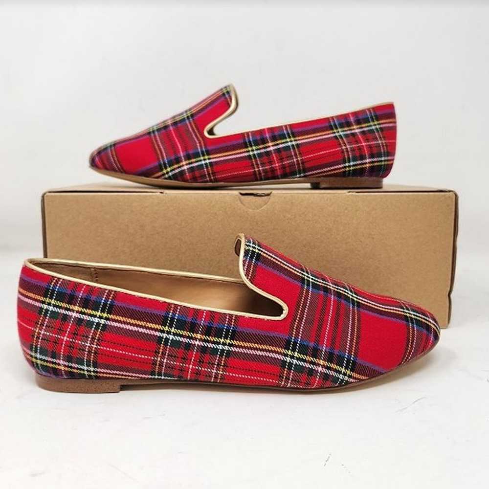 Women's 6 J Crew Factory red tartan plaid smoking… - image 1