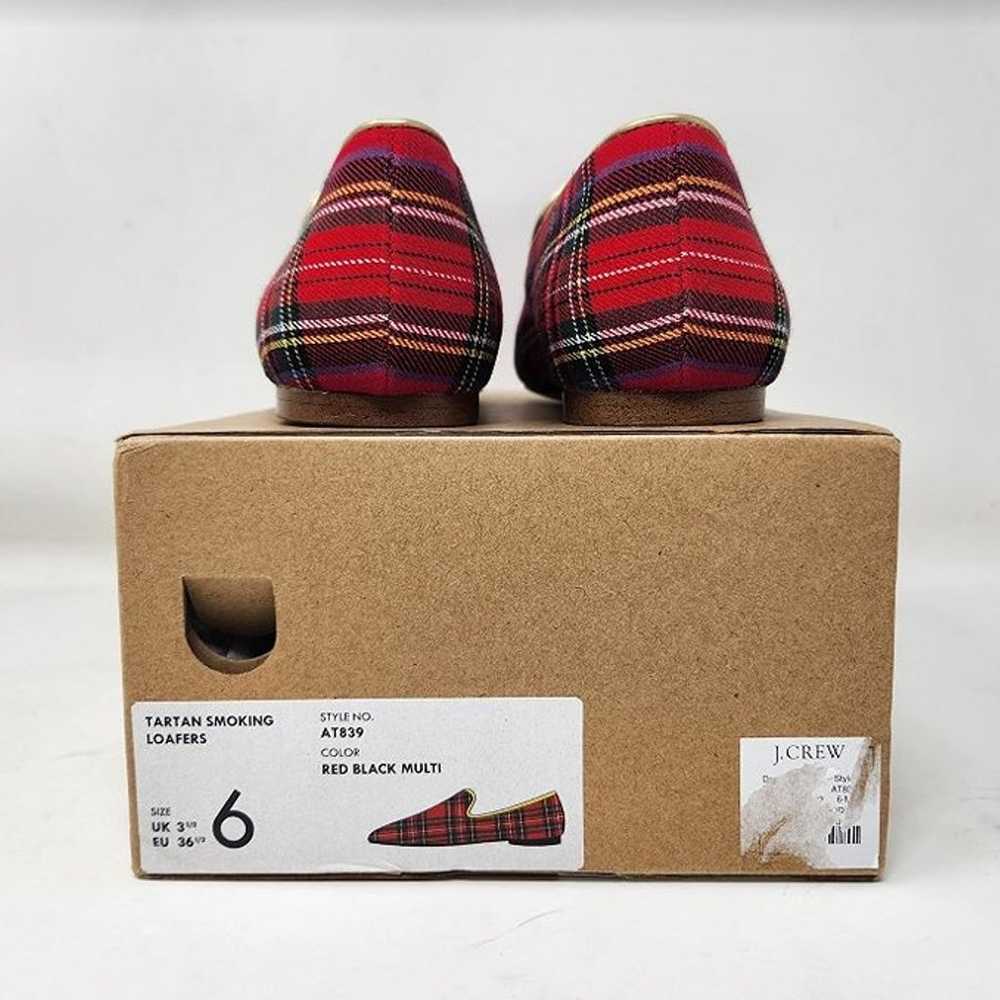 Women's 6 J Crew Factory red tartan plaid smoking… - image 2