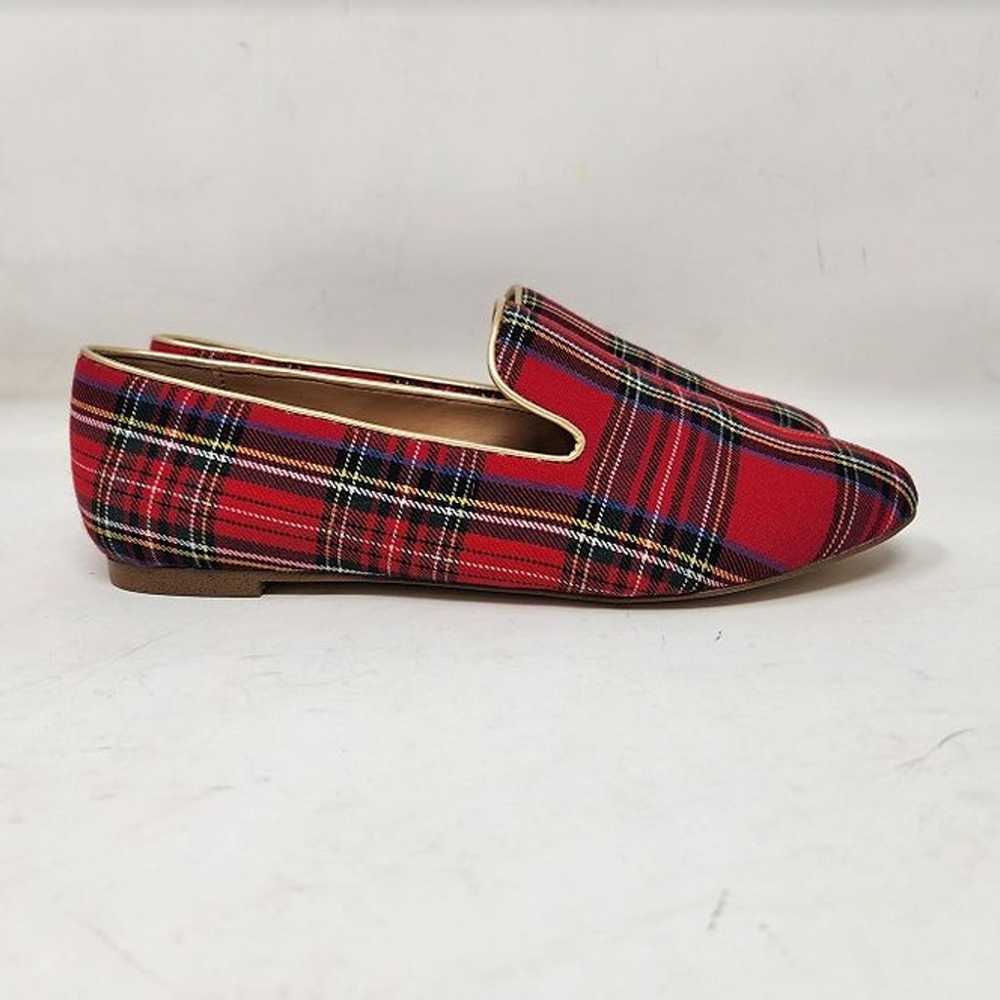 Women's 6 J Crew Factory red tartan plaid smoking… - image 4