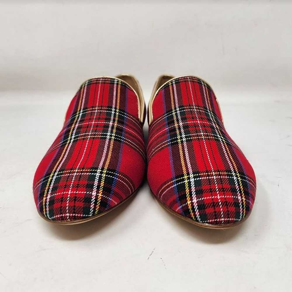 Women's 6 J Crew Factory red tartan plaid smoking… - image 5