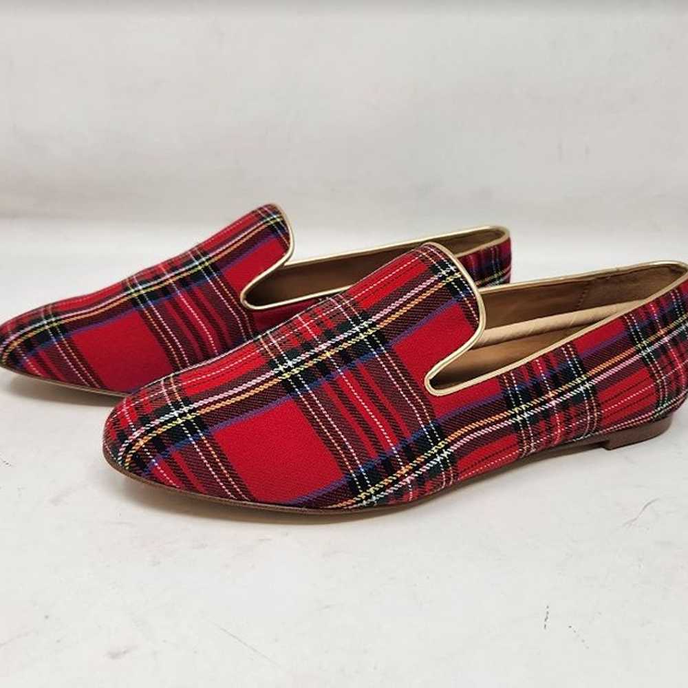 Women's 6 J Crew Factory red tartan plaid smoking… - image 7