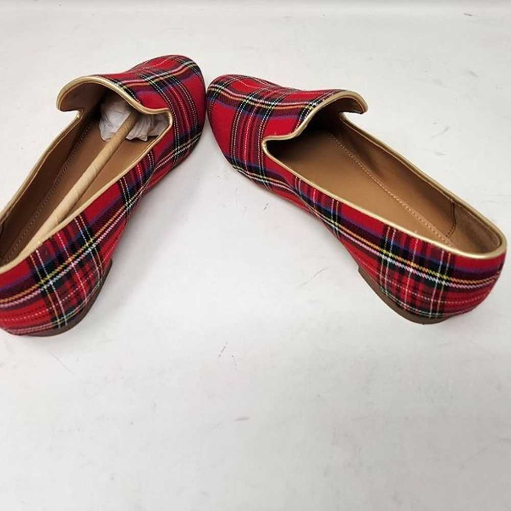 Women's 6 J Crew Factory red tartan plaid smoking… - image 8