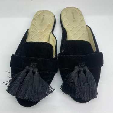 Birdies Robin black velvet tassel mules 6.5 - image 1