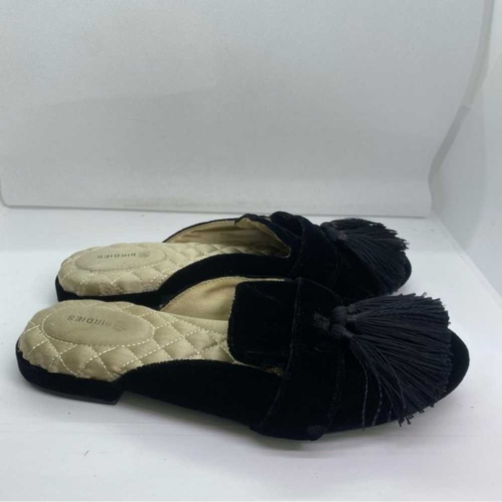 Birdies Robin black velvet tassel mules 6.5 - image 2