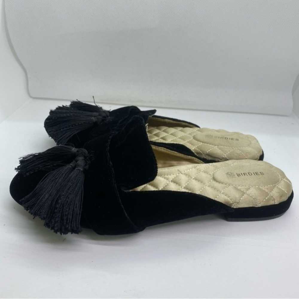 Birdies Robin black velvet tassel mules 6.5 - image 4