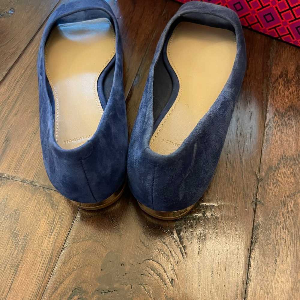 Tory Burch Peep Toe Suede Ballet Flats (6.5) - image 4