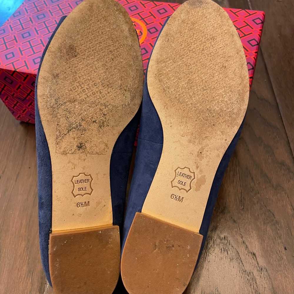 Tory Burch Peep Toe Suede Ballet Flats (6.5) - image 5