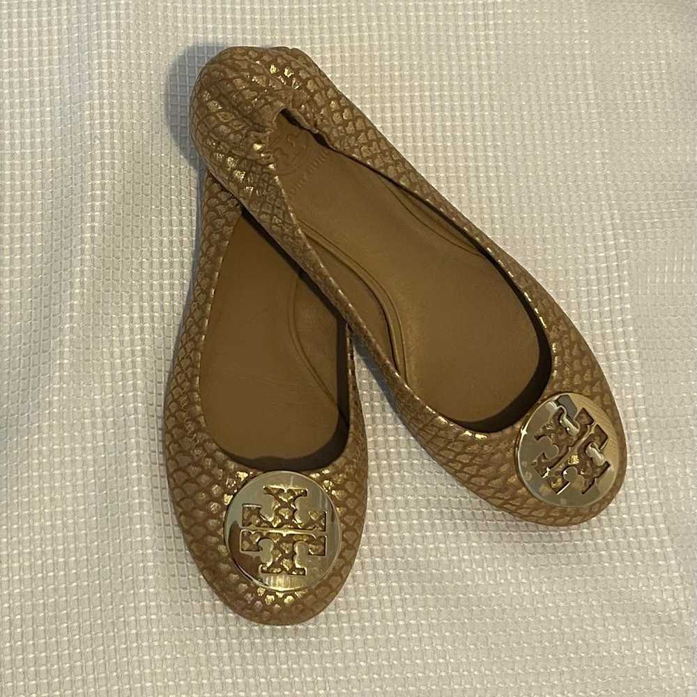 Tory Burch Gold and brown Leather Ballet Flats 8 - image 1