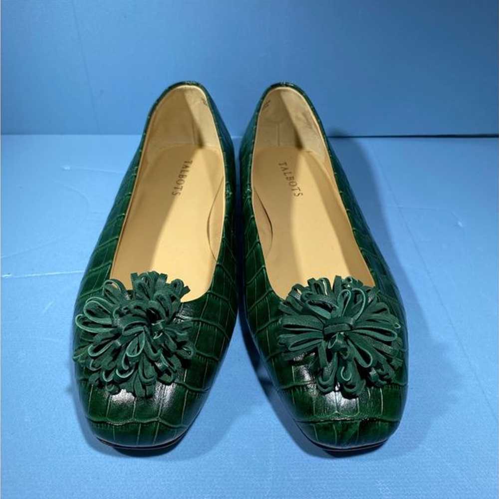 Talbots Women's Ballet Flats Green Croc Prints  L… - image 1