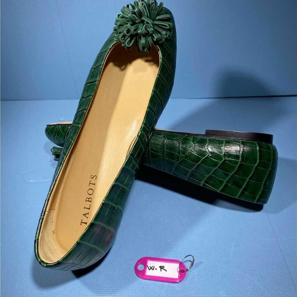 Talbots Women's Ballet Flats Green Croc Prints  L… - image 3