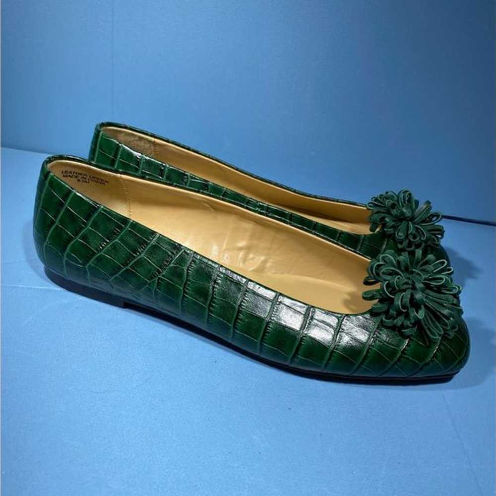 Talbots Women's Ballet Flats Green Croc Prints  L… - image 4