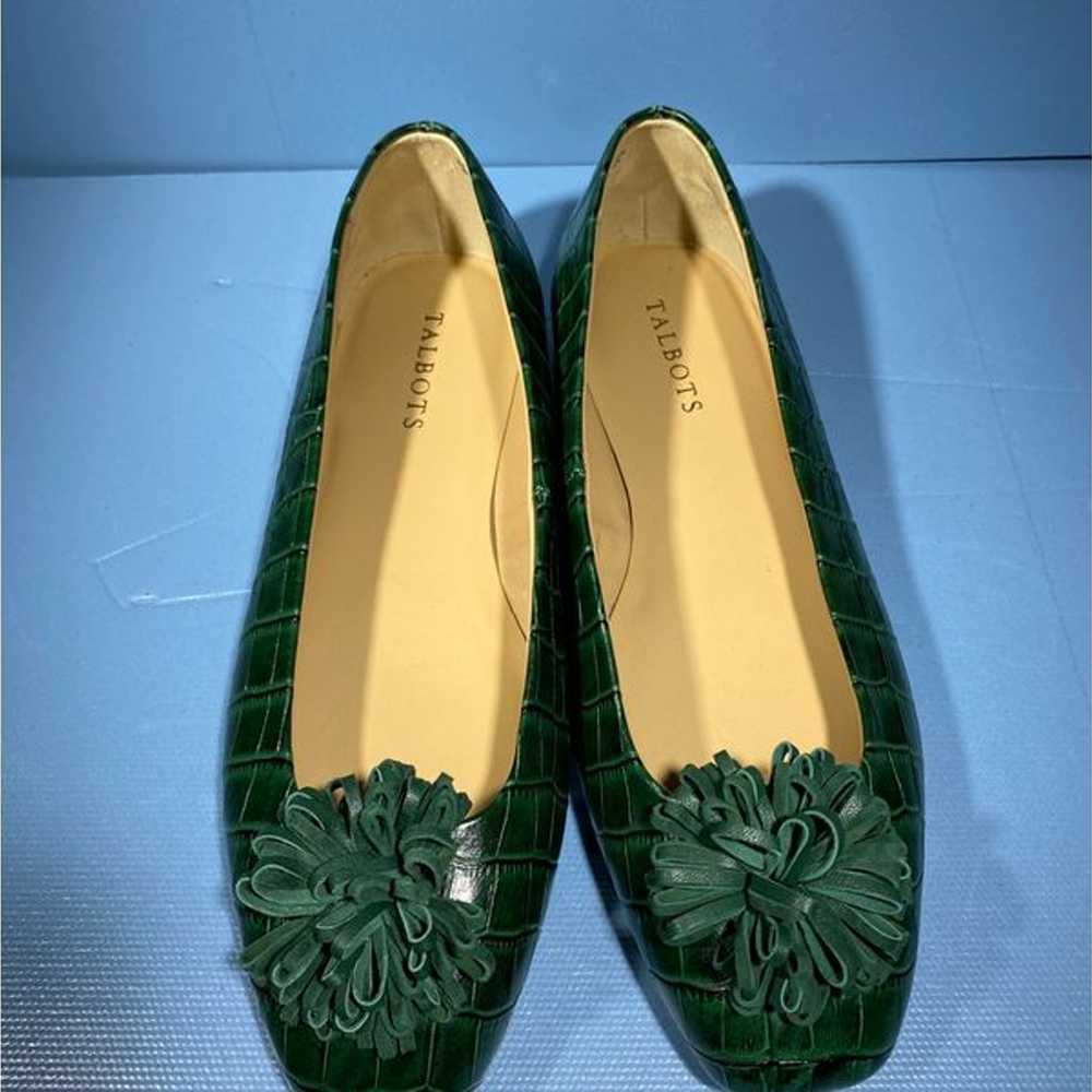 Talbots Women's Ballet Flats Green Croc Prints  L… - image 7