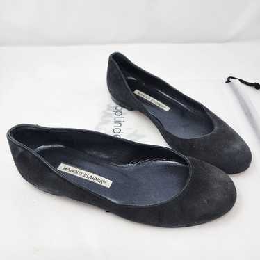 Manolo Blahnik Black Suede Flats 36 - image 1