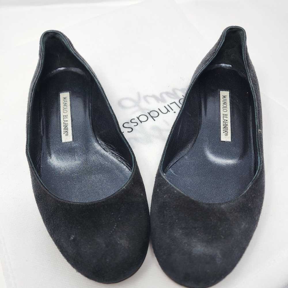 Manolo Blahnik Black Suede Flats 36 - image 2