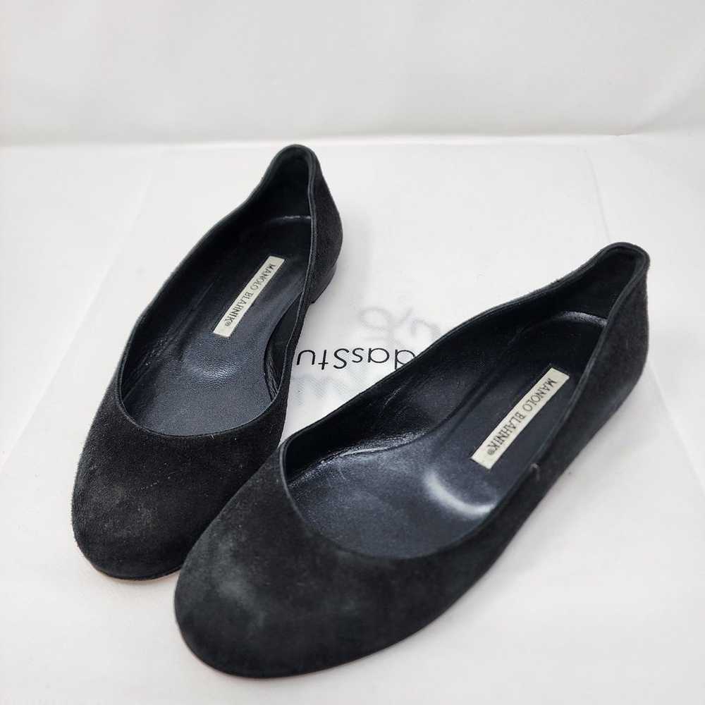 Manolo Blahnik Black Suede Flats 36 - image 3