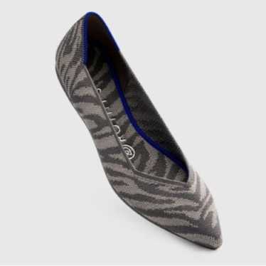 Rothys Women's The Point Gray Zebra Flats Slip On 