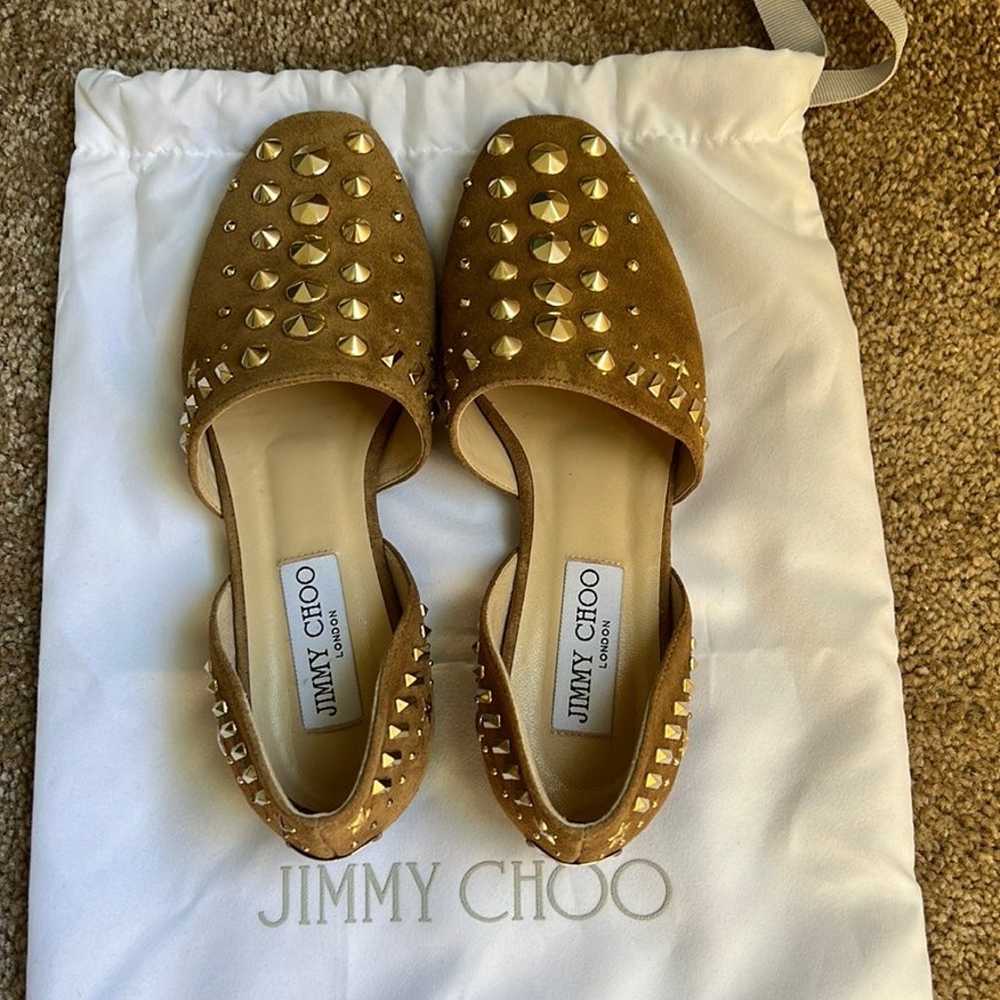 Jimmy Choo Suede Dorsay Studded Flats Size: EU34 - image 1