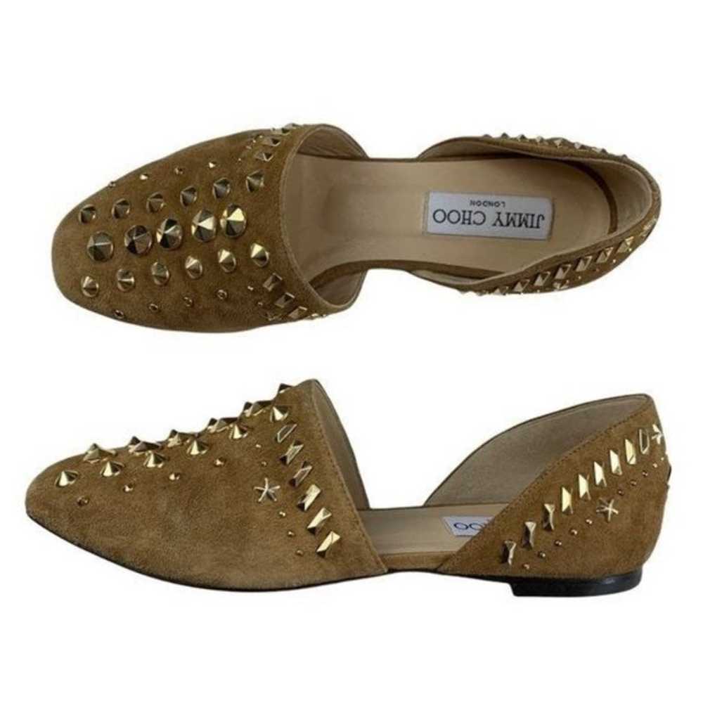 Jimmy Choo Suede Dorsay Studded Flats Size: EU34 - image 5