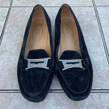 TOD'S Mia Penny Loafers Black Suede Driv