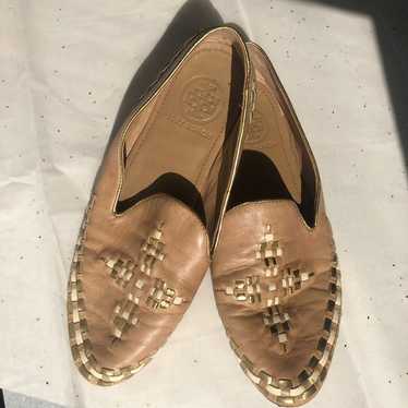 TORY BURCH Leather Woven Loafers