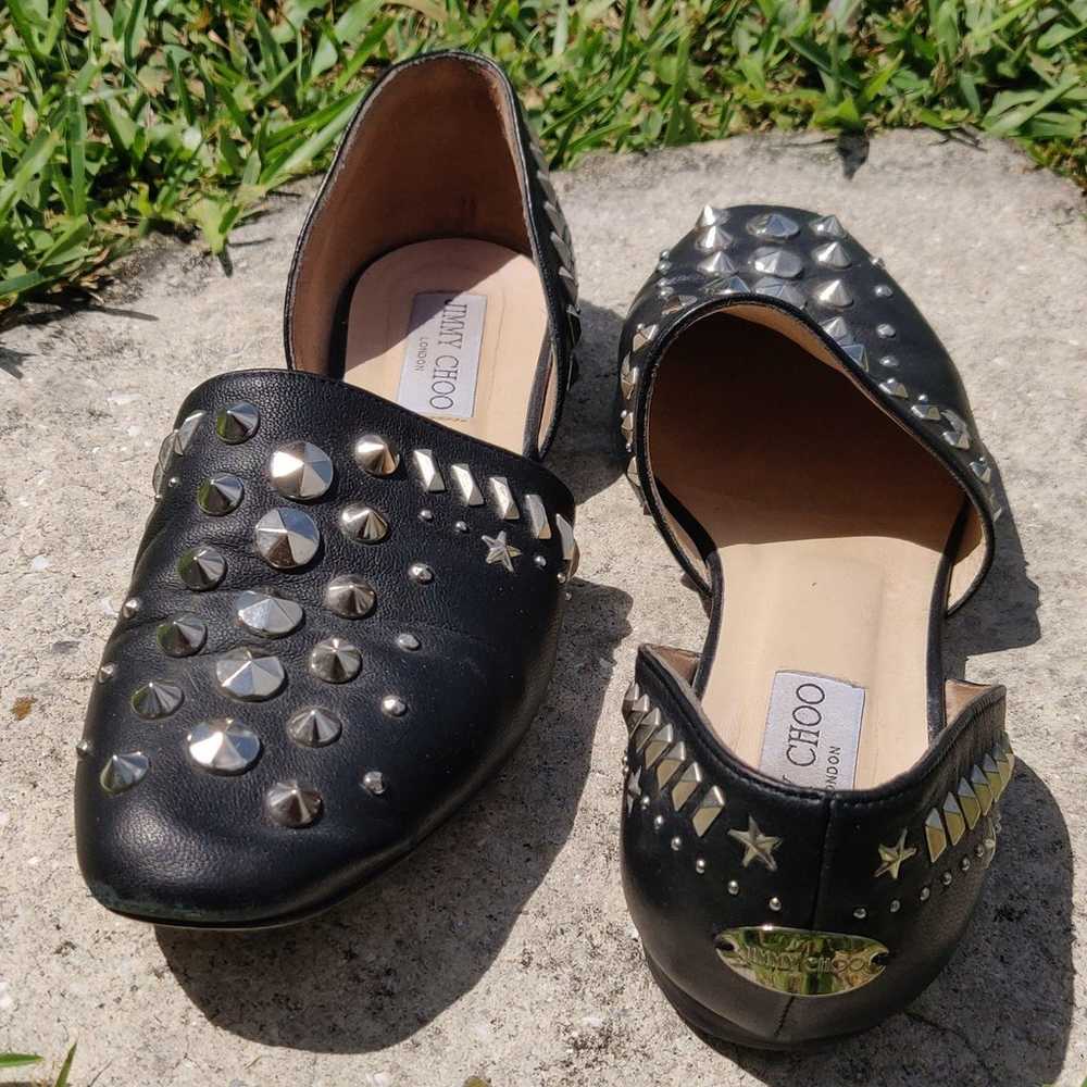 Jimmy Choo D'orsay Studded Black Leather Flats - image 2
