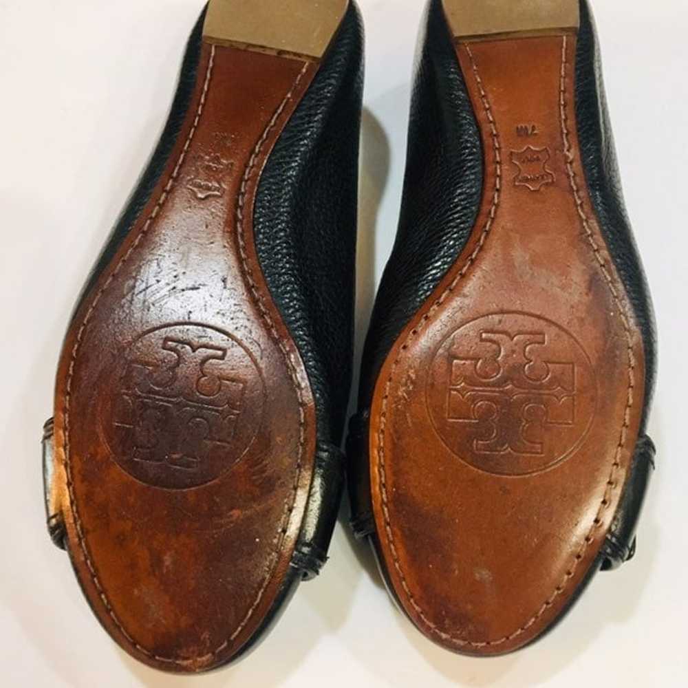 Tory Burch Black Leather Flats Sz 7 - image 5