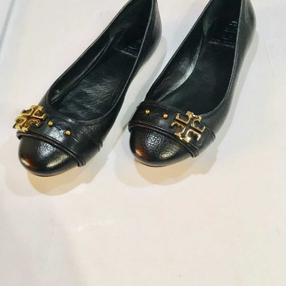 Tory Burch Black Leather Flats Sz 7 - image 6