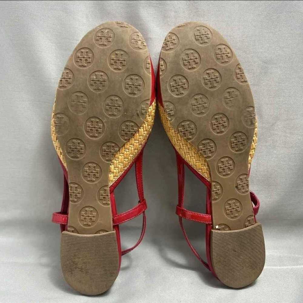 Tory Burch Red Woven Straw Slingback Sandals Flat… - image 4