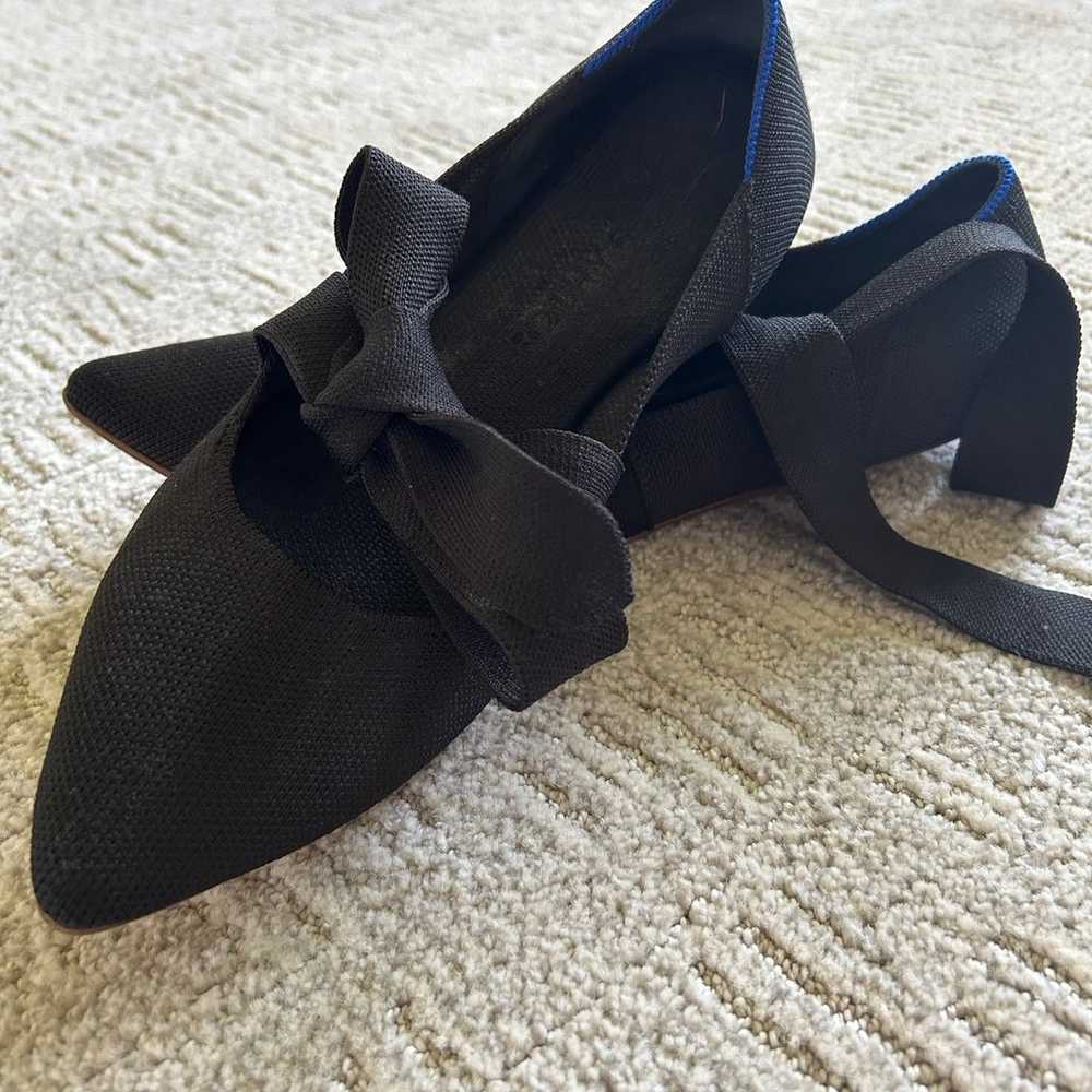 Rothy’s Mary Jane Pointed Tie Flats Black - image 1