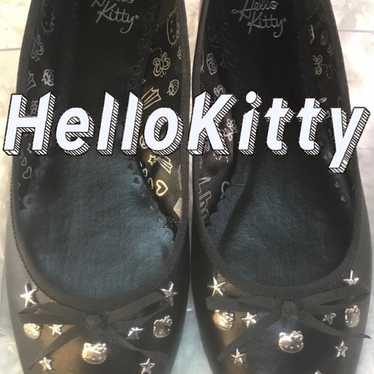 Hello Kitty Black Leather Flats Shoes 7