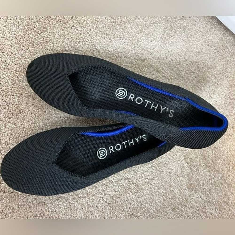 ROTHY'S Classic Black Round Toe with Blue Trim Si… - image 12