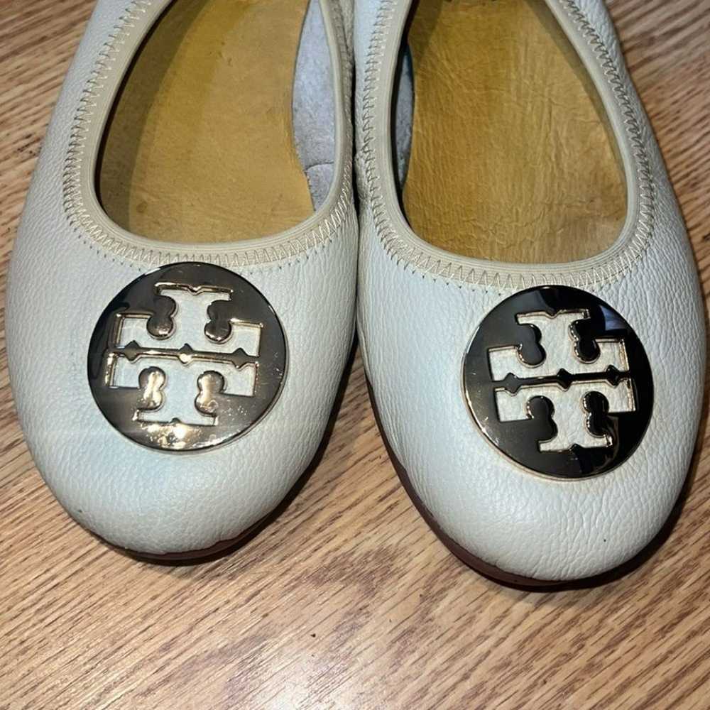 off white / cream leather Tory Burch ballet flats… - image 6