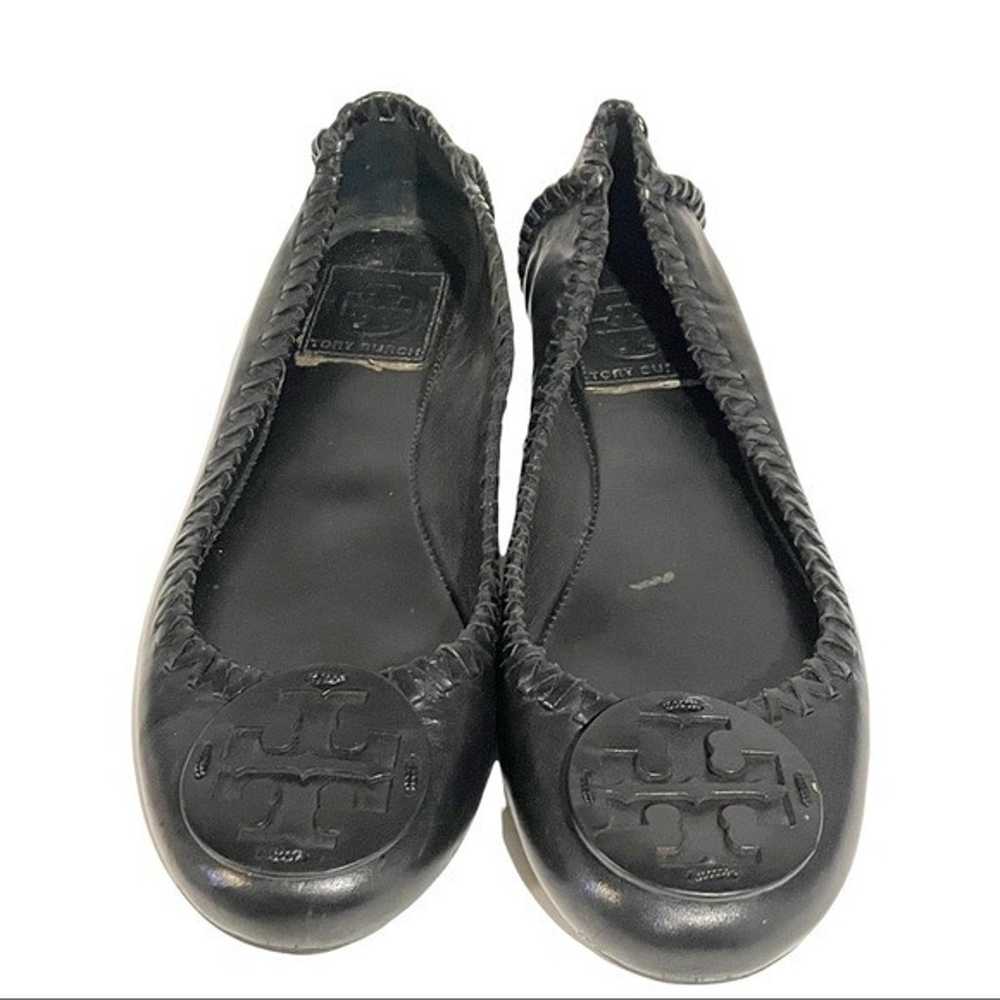 Tory Burch Medallion Black Leather Rubber Sole Fl… - image 3