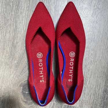 Rothy's Women's Size 8 Chili Red Blue Halo Pointed Toe popular Knit Ballet Flats